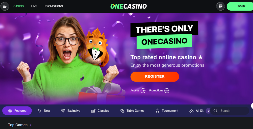 OneCasino Review-Home Page
